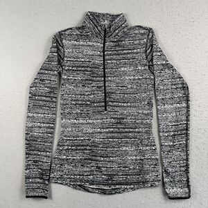 Nike Pro Dri Fit Heathered‎ Black white 1/2 Zill Long Sleeve Sweatshirt Womens S